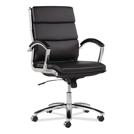 ALERA Executive Chair, Leather, 19" to 22-1/2" Height, Arched Arms, Black, Chrome ALENR4219